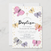 Pastel Color Butterfly Girl Baptisse Einladung (Vorderseite)