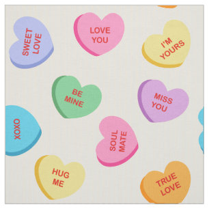 Pastel Color Candy Hearts Valentinstag Stoff