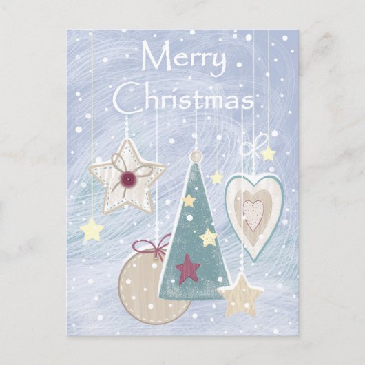 Pastel Color Christmas Tree Star und Herz Postkarte (Vorderseite)