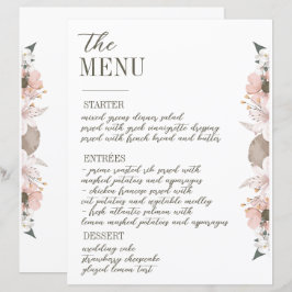 Pastel Color Floral Wedding Menu