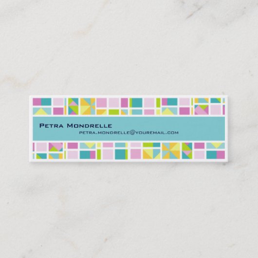 Pastel Color Grid Skinny Business Card Mini Visitenkarte (Vorderseite)