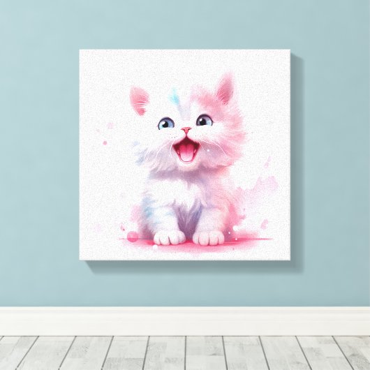 Pastel Color Niedlich Kitten Leinwand (Insitu (Holzboden))