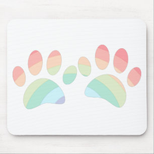 Pastel Color Rainbow Dog Paw Prints Mousepad