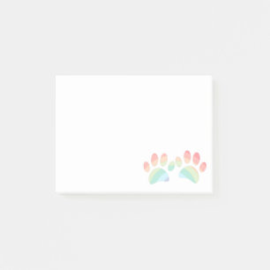 Pastel Color Rainbow Dog Paw Prints Post-it Klebezettel