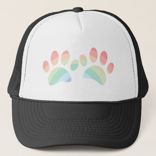 Pastel Color Rainbow Dog Paw Prints Truckerkappe (Vorderseite)