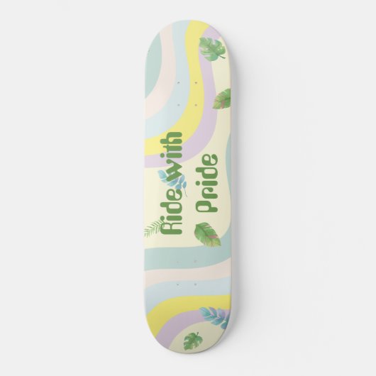 Pastel Color Soft Aesthetic Rainbow Leaves Skateboard (Vorderseite)