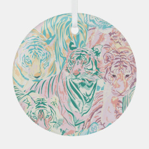 Pastel Color Tiger Art Muster Ornament Aus Glas