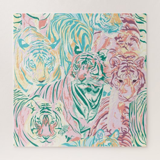 Pastel Color Tiger Art Muster Puzzle (Vertikal)