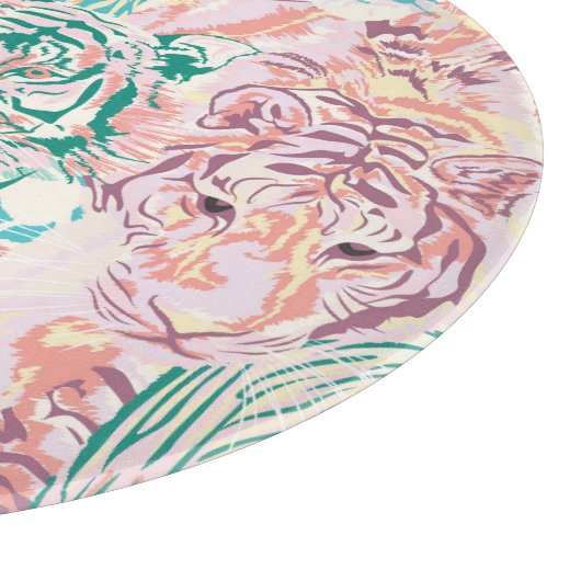Pastel Color Tiger Art Muster Schneidebrett (Ecke)