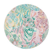 Pastel Color Tiger Art Muster Schneidebrett (Vorderseite)