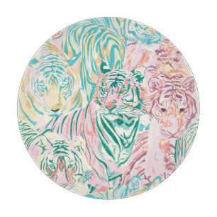 Pastel Color Tiger Art Muster Schneidebrett