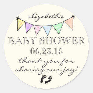 Pastel Colored Bunting-Baby Dusche Vielen Dank Runder Aufkleber
