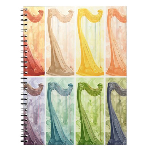 PASTEL COLORED IRISH CELTIC HARPS NOTIZBLOCK (Vorderseite)