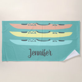 Pastel Colored Kayaks Personalisiert Aquamarin Blu Strandtuch