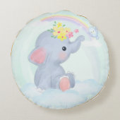 PASTEL COLORED NIEDLICH BABY ELEPHANT RUNDES KISSEN (Rückseite)