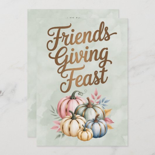 Pastel Colored Pumpkins Friendsgiving Fest Einladung (Vorne/Hinten)