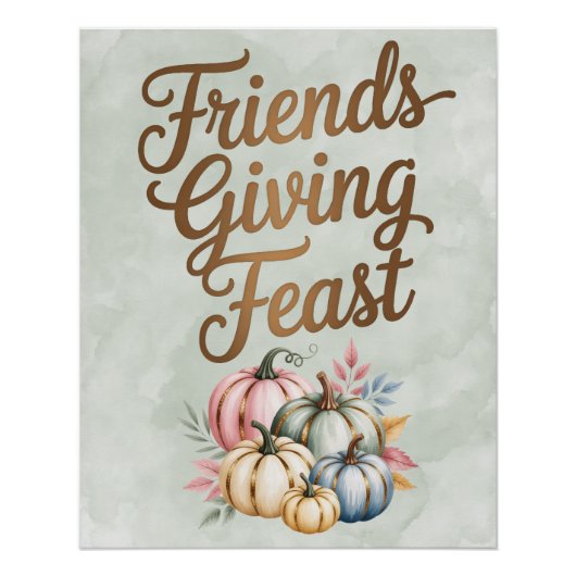 Pastel Colored Pumpkins Friendsgiving Fest Poster (Vorderseite)