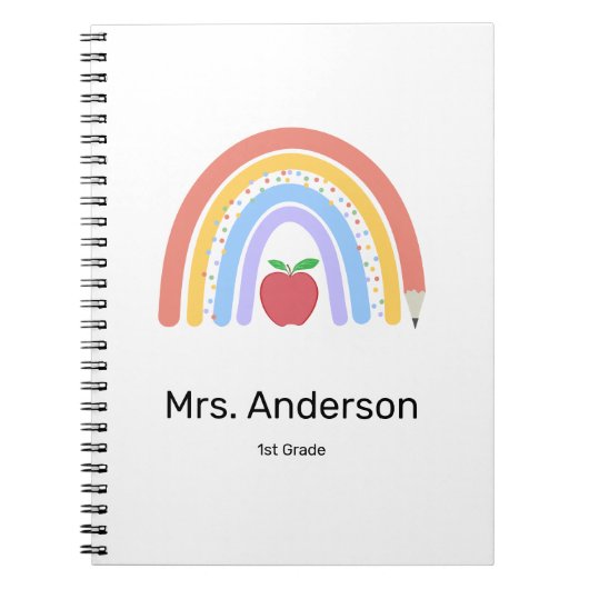 Pastel Colored Rainbow Teacher Notizblock (Vorderseite)