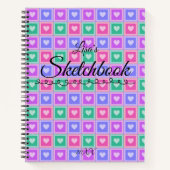 Pastel Colored Squares with Hearts Skectchbook Notizblock (Vorderseite)