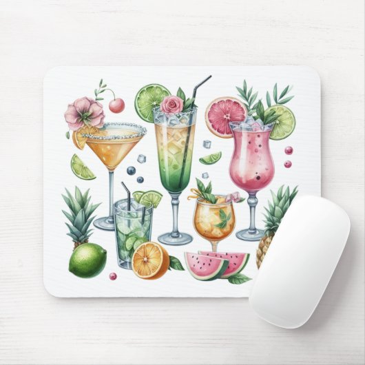 PASTEL COLORED SUMMER COCKTAILS AND FRUITS MOUSEPAD (Mit Mouse)