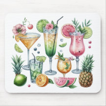 PASTEL COLORED SUMMER COCKTAILS AND FRUITS