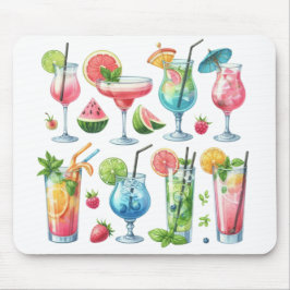 PASTEL COLORED SUMMER COCKTAILS AND FRUITS MOUSEPAD