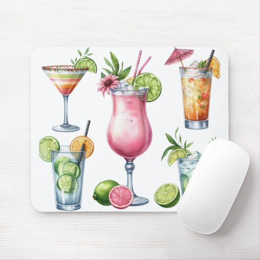 PASTEL COLORED SUMMER COCKTAILS AND FRUITS MOUSEPAD (Mit Mouse)