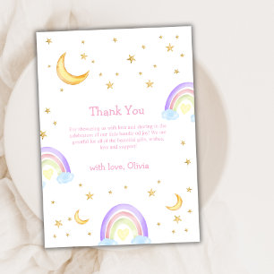 Pastel Colorful Rainbow Moon Star Baby Dusche Dankeskarte