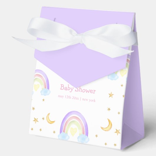Pastel Colorful Rainbow Moon Star Baby Dusche Geschenkschachtel (Vorderseite)