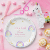 Pastel Colorful Rainbow Moon Star Baby Dusche Pappteller (Party)