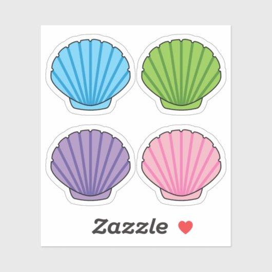 Pastel Colorful Seashell Pack Aufkleber (Blatt)