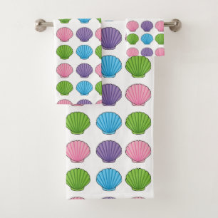 Pastel Colorful Seashell Pack Badhandtuch Set