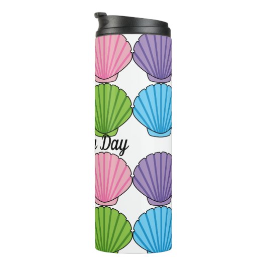 Pastel Colorful Seashell Pack | Eigener Text hinzu Thermosbecher (Nach rechts gedreht)