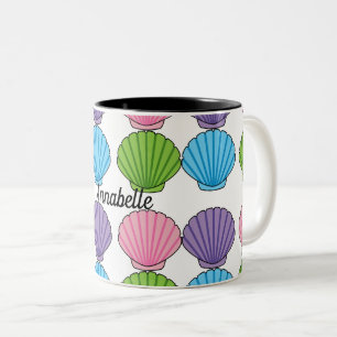 Pastel Colorful Seashell Pack   Eigenname hinzufüg Zweifarbige Tasse