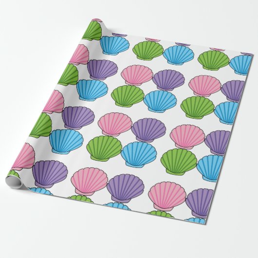 Pastel Colorful Seashell Pack Geschenkpapier (Ungerollt)