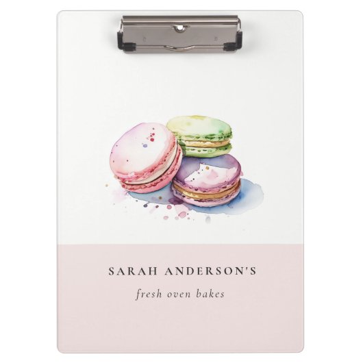 Pastel Colorful Wasserfarbe Französisch Macarons B Klemmbrett (Vorderseite)