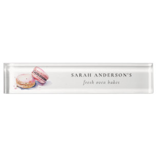 Pastel Colorful Wasserfarbe Französisch Macarons B Namensplakette