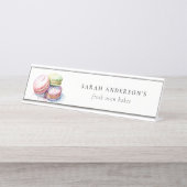 Pastel Colorful Wasserfarbe Französisch Macarons B Schreibtischnamensplakette (Vorderseite )