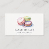 Pastel Colorful Wasserfarbe Französisch Macarons B Visitenkarte (Vorderseite)