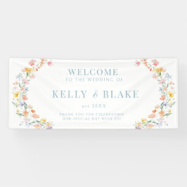 Pastel Colorful Watecolor Wildblume Hochzeit Banner