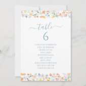 Pastel Colorful Wildflower Wedding Table Number Einladung (Vorderseite)