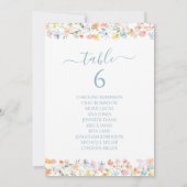 Pastel Colorful Wildflower Wedding Table Number Einladung (Rückseite)