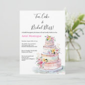 Pastel Colors Blume MultiTier Cake Bridal Tea Einladung (Stehend Vorderseite)