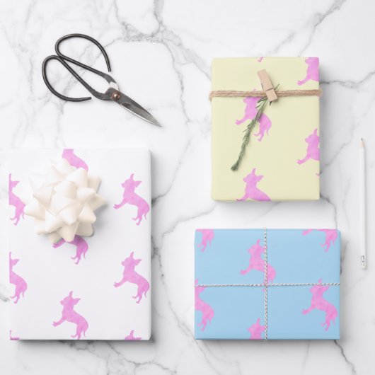 Pastel colors Chihuahua Wrapping Paper gift wrap Geschenkpapier Set (Vorderseite)