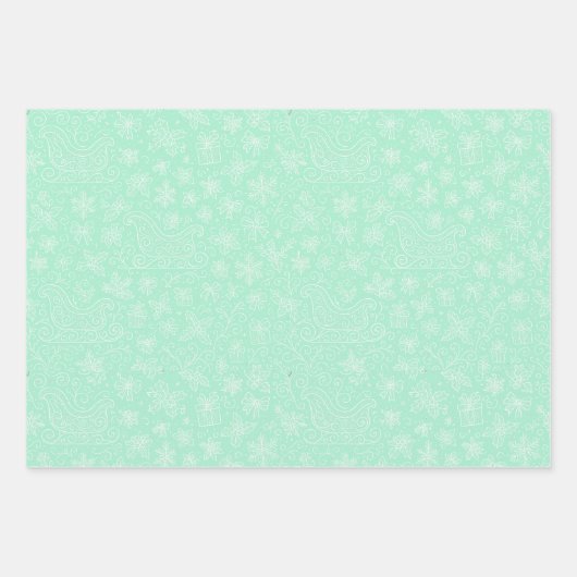 Pastel Colors Doodle Weihnachtsmuster Geschenkpapier Set (Vorderseite)
