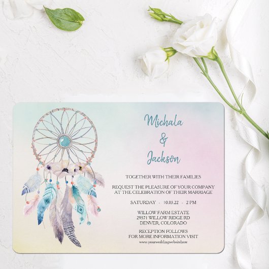 Pastel Colors Dreamcatcher Wedding Einladung