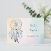 Pastel Colors Dreamcatcher Wedding Menu UAWG RSVP Karte (Stehend Vorderseite)