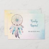 Pastel Colors Dreamcatcher Wedding Menu UAWG RSVP Karte (Vorne/Hinten)