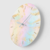pastel colors faux glitter effect große wanduhr (Winkel)