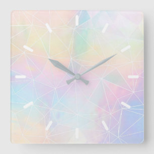 pastel colors geometric quadratische wanduhr